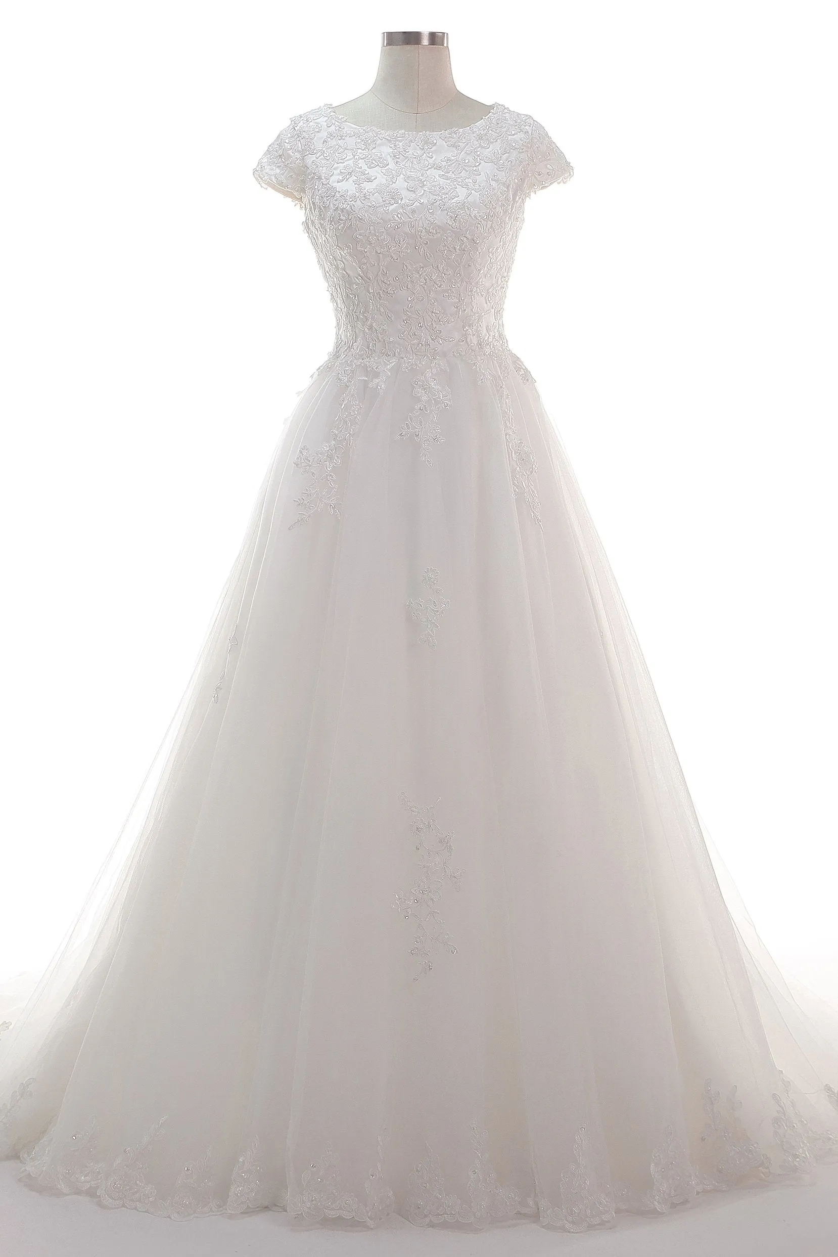 A-Line Court Train Tulle Lace Wedding Dress CW2453 sold by Cocomelody