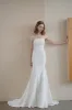 Trumpet Sweep-Brush Train Stretch Satin Lace Wedding Dress CW3217 sold by Cocomelody