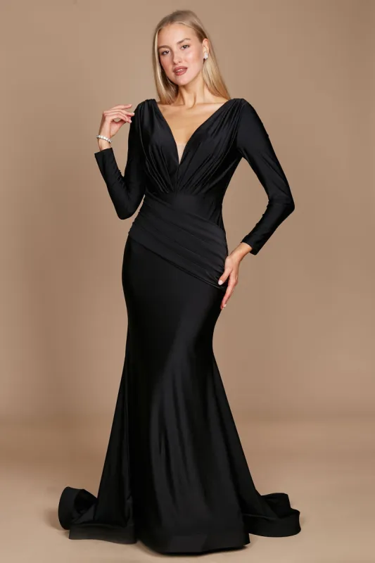 Trumpet Sweep-Brush Train Elastic Knitted Fabric Dress CG0206 sold by Cocomelody