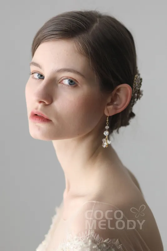 Alloy Wedding Earrings with Cubic Zirconia Crystal CE0047 sold by Cocomelody