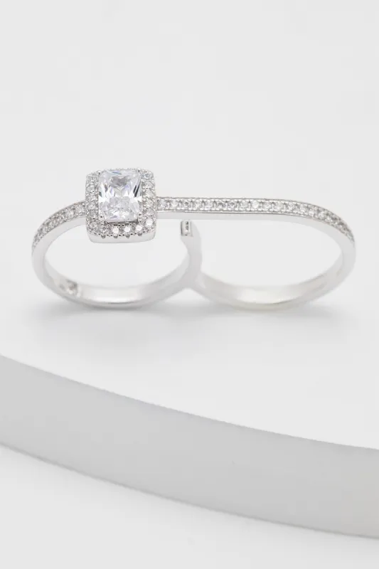 Rhodium plated Rings with Crystals CR0006 made by Cocomelody