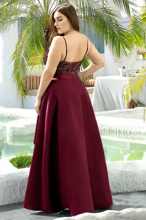 A-Line High-Low Sequined Satin Dress CM0183 sold by Cocomelody product image thumbnail 4