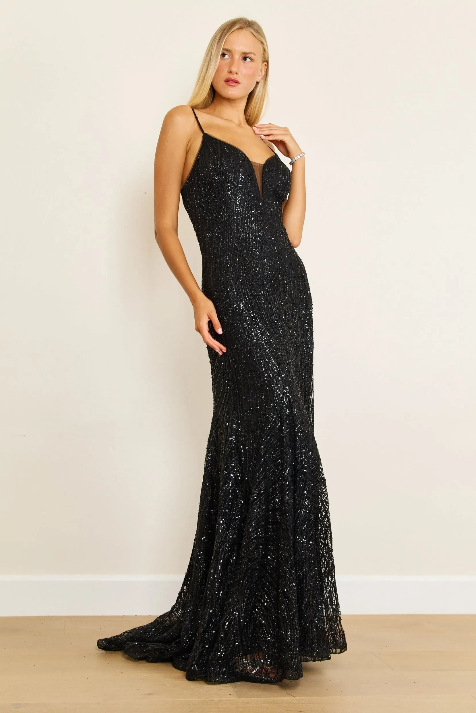 Sheath-Column Sweep-Brush Train Sequined Dress CG0252 sold by Cocomelody product image thumbnail 3