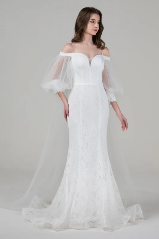 A-Line Court Train Tulle Lace Wedding Dress CW2550 sold by Cocomelody