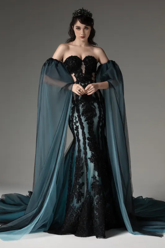 Trumpet-Mermaid Cathedral Train Tulle Wedding Dress CW2504 sold by Cocomelody