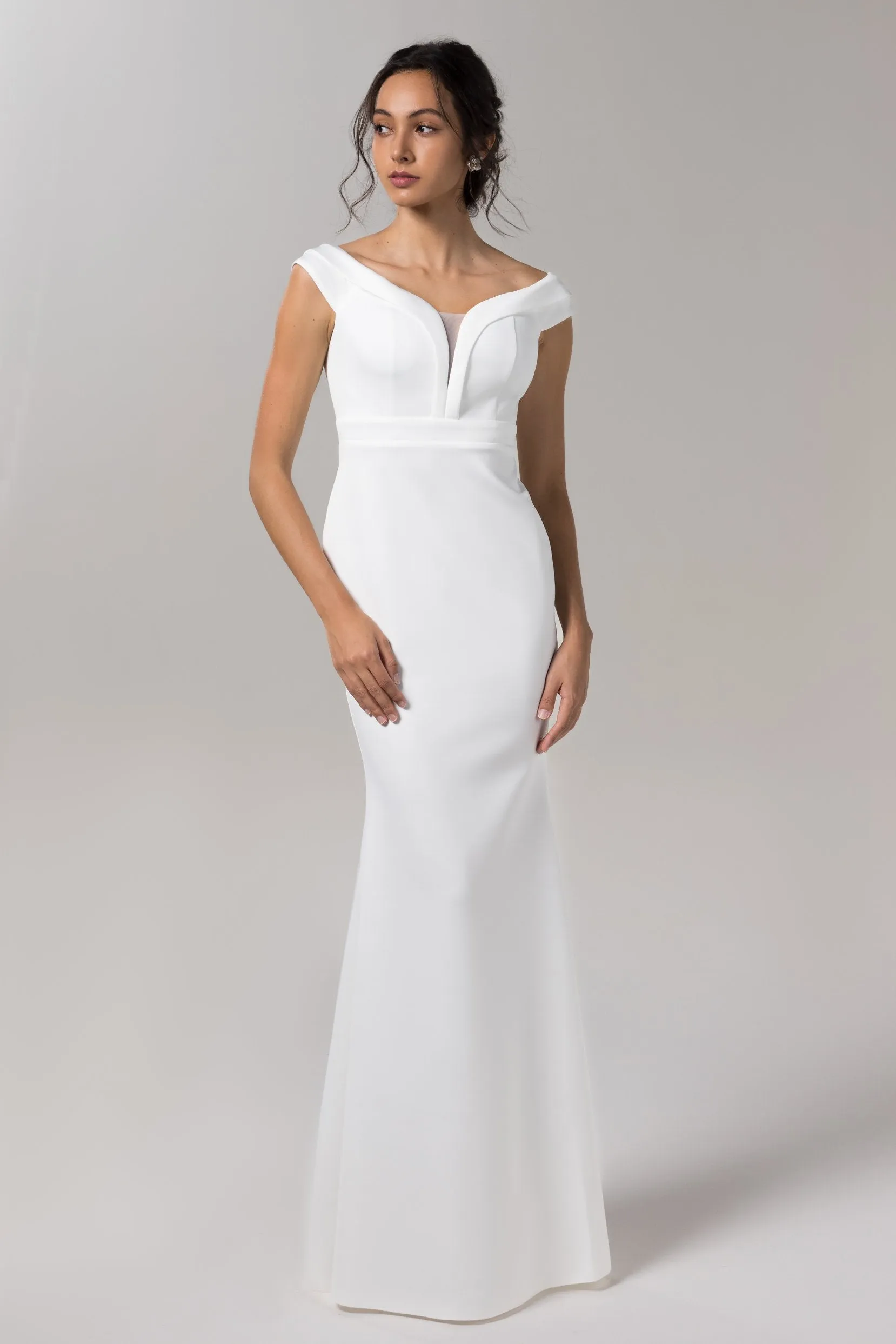 Mermaid Sweep-Brush Train Elastic Knitted Fabric Wedding Dress CW2602 sold by Cocomelody