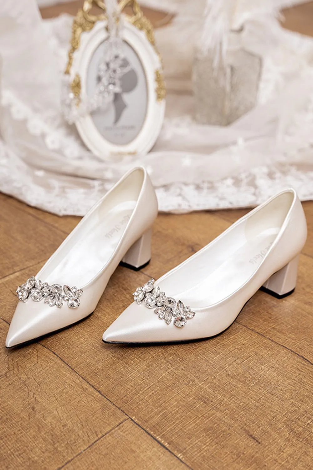 Chunky Heel 5cm Satin Heels Bridal Shoes CK0107 sold by Cocomelody product image thumbnail 2