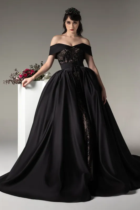 Princess Chapel Train Satin Wedding Dress CW2513 sold by Cocomelody