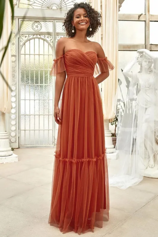 A-Line Floor Length Tulle Bridesmaid Dress CB0670 sold by Cocomelody