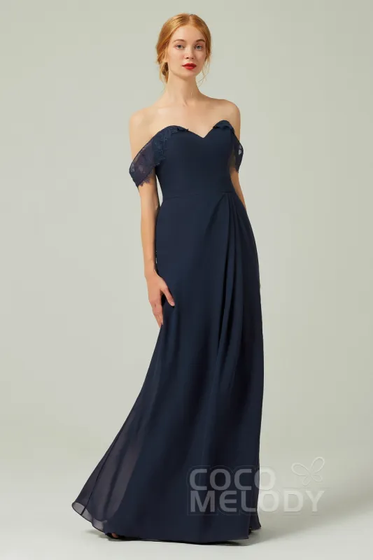 Sheath-Column Floor Length Chiffon Bridesmaid Dress Formal Dresses CB0338 sold by Cocomelody