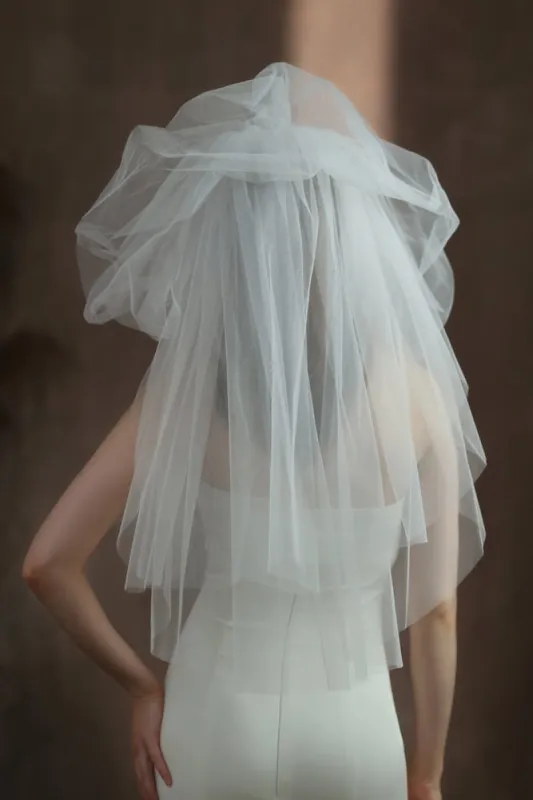 Three-tier Cut Edge Tulle Waist Veils with CV0377 sold by Cocomelody