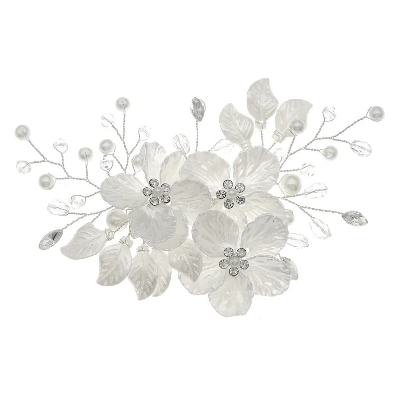 Beautiful acrylic flower set comb bride hair pearl clip Headpieces 736331094787 sold by Cocomelody
