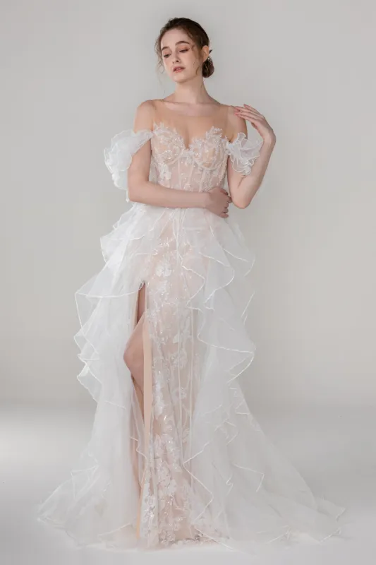 Trumpet-Mermaid Court Train Lace Wedding Dress CW2500 sold by Cocomelody