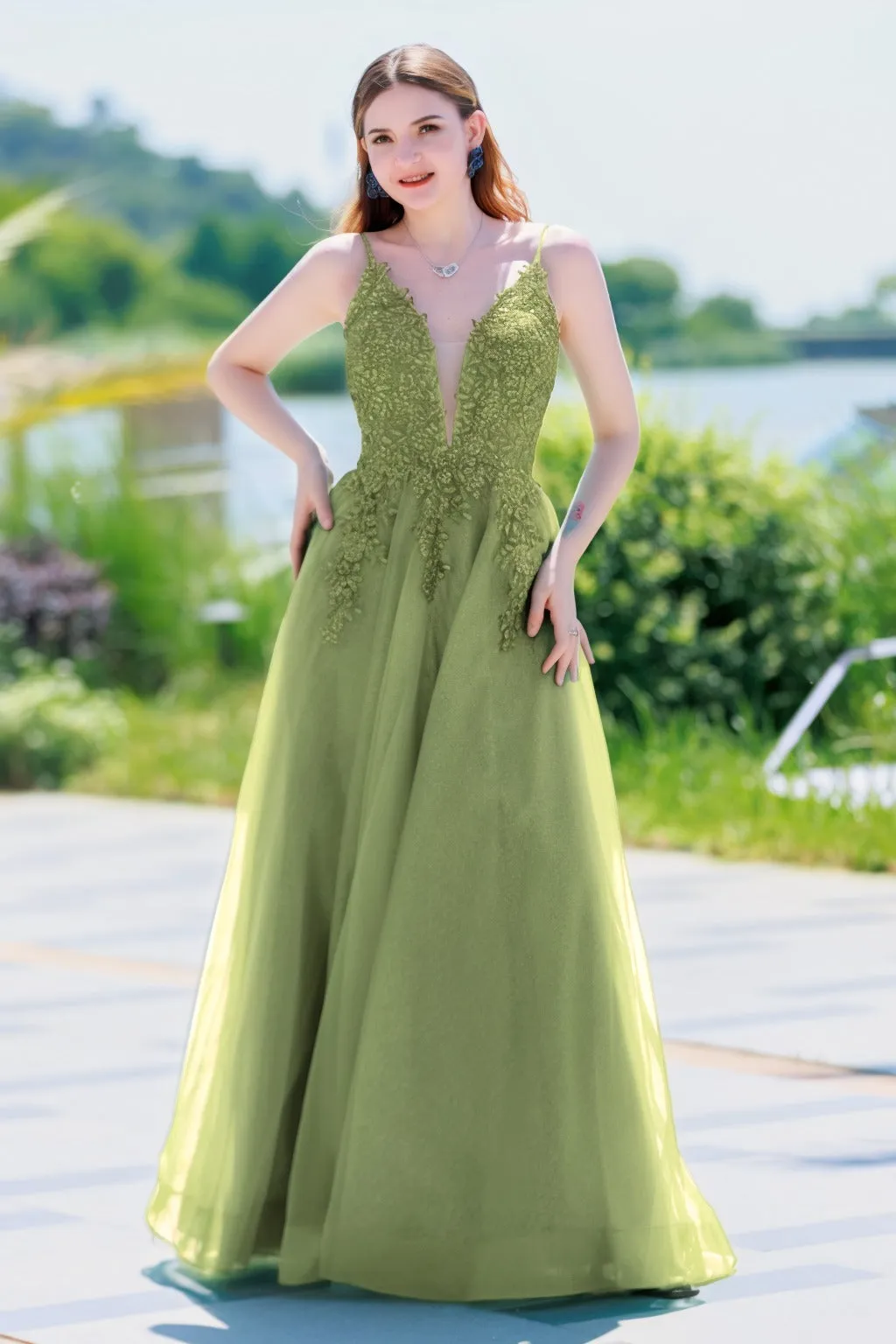 A-Line Floor Length Tulle Prom Dress CS0501 sold by Cocomelody product image thumbnail 5