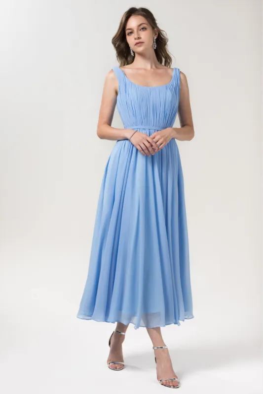 A-Line Tea Length Chiffon Bridesmaid Dress CB0555 sold by Cocomelody