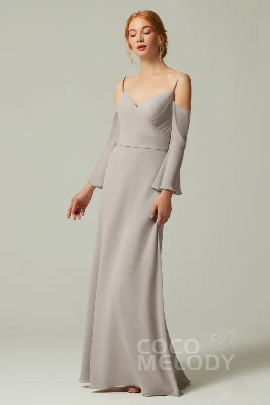 A-Line Floor Length Chiffon Bridesmaid Dress CB0307 sold by Cocomelody