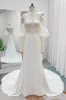 Trumpet-Mermaid Court Train Lace Stretch Satin Wedding Dress CW3266 sold by Cocomelody