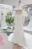 Trumpet-Mermaid Court Train Lace Stretch Satin Wedding Dress CW3266 sold by Cocomelody