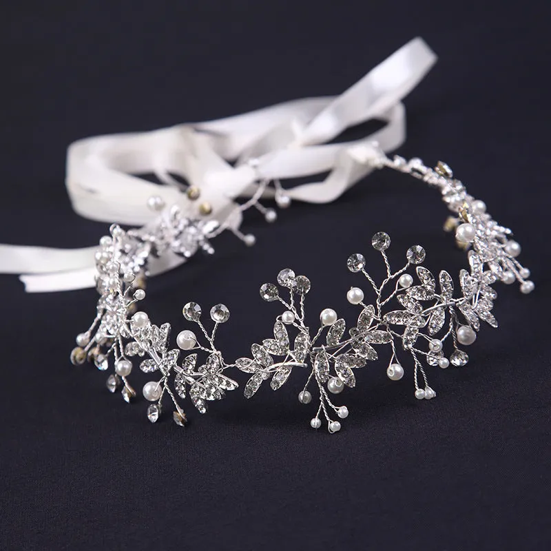 Explosive white handmade Crystal Tiara Bridal garland Hair accessories Pearl headband Headpieces 692378900508 sold by Cocomelody product image thumbnail 3
