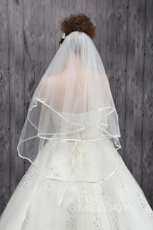 Classic Two-tier Ribbon Edge Tulle Hip Veils CV0015004 sold by Cocomelody