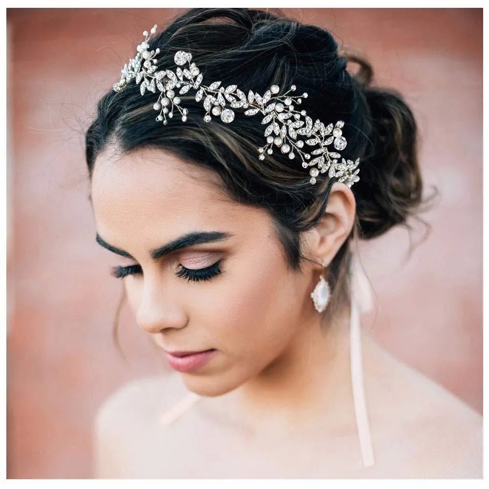 Explosive white handmade Crystal Tiara Bridal garland Hair accessories Pearl headband Headpieces 692378900508 sold by Cocomelody product image thumbnail 2