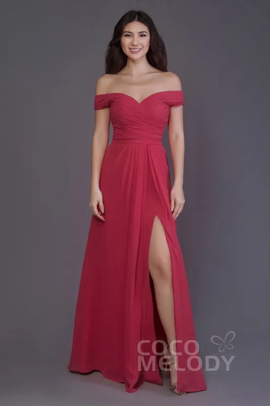 Sheath-Column Floor Length Chiffon Bridesmaid Dress PR3536 sold by Cocomelody