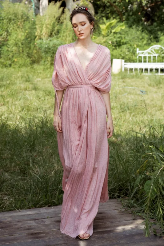 A-Line Floor Length Cotton Plain Muslin Dress CG0131 sold by Cocomelody