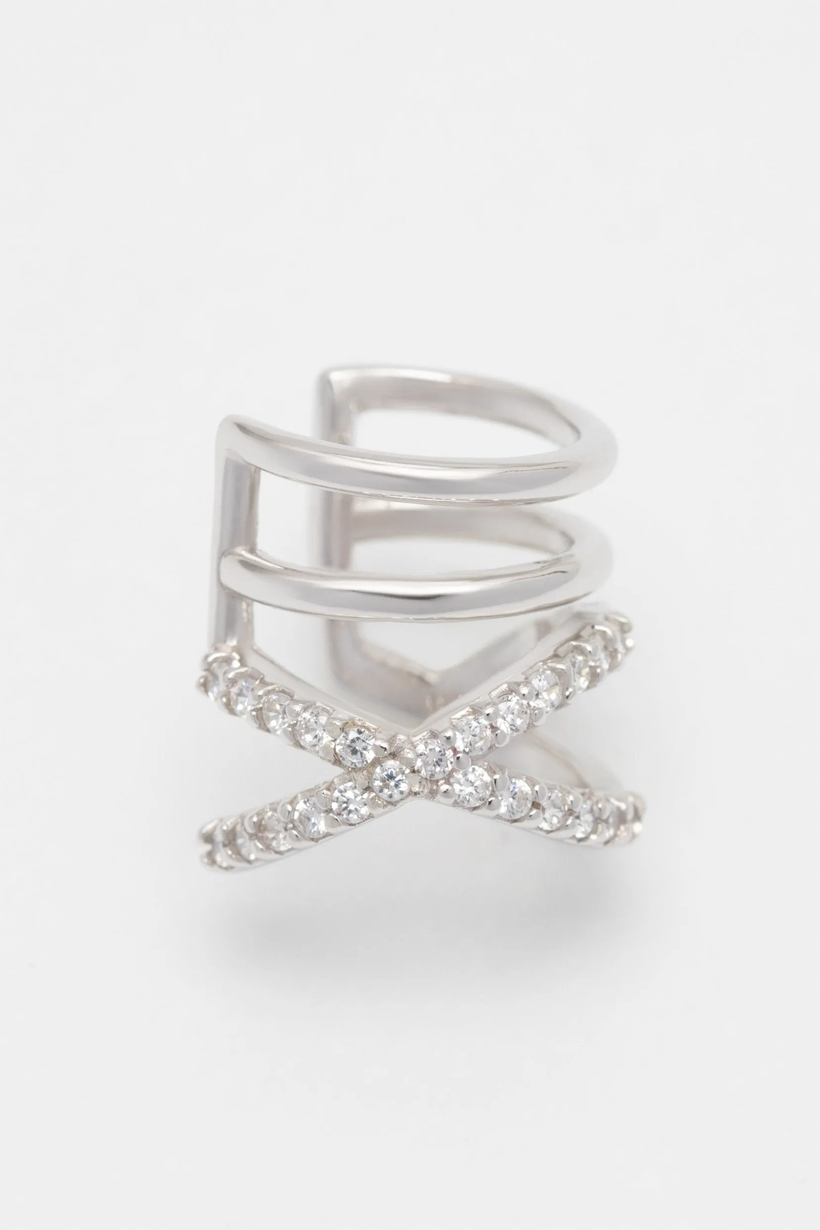 Rhodium plated Ear Cuff with Crystals CZ0242 sold by Cocomelody product image thumbnail 3