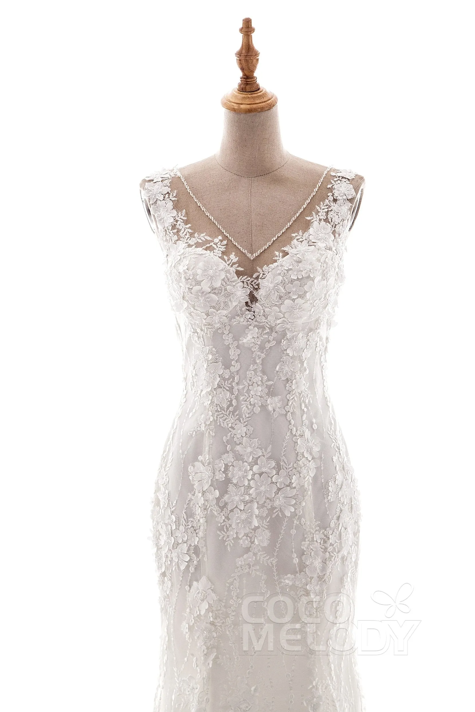 Trumpet-Mermaid Court Train Tulle Lace Wedding Dress LD5058 sold by Cocomelody product image thumbnail 3