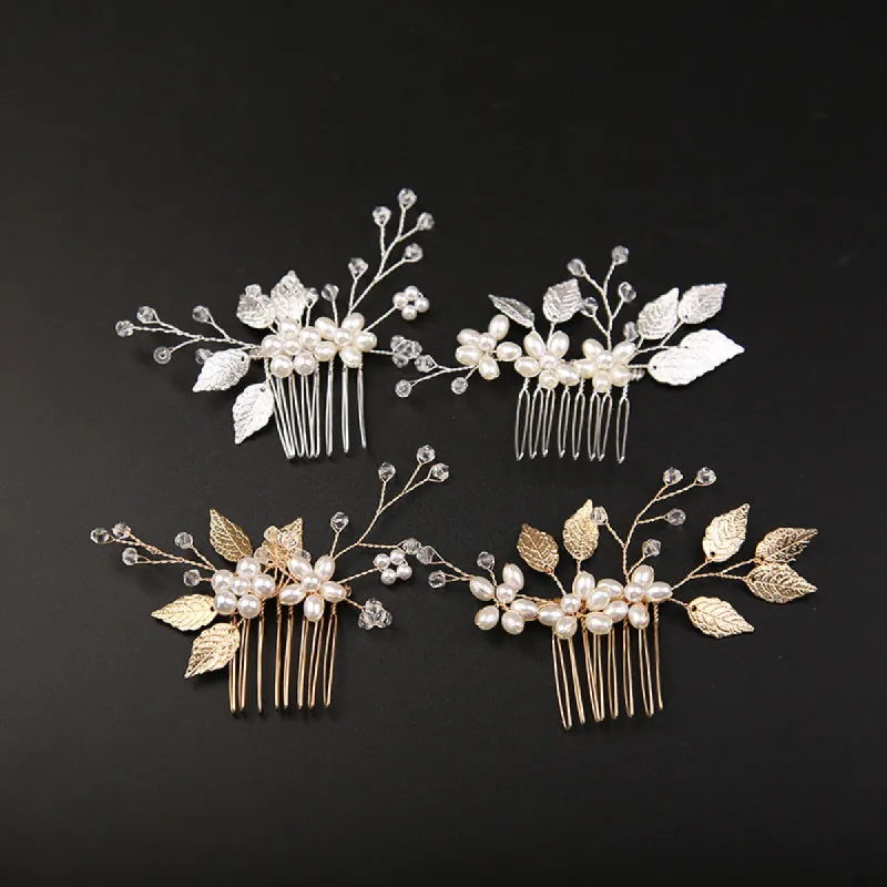 Golden Leaf Bride Combs 2 Pieces 7969295597726 sold by Cocomelody