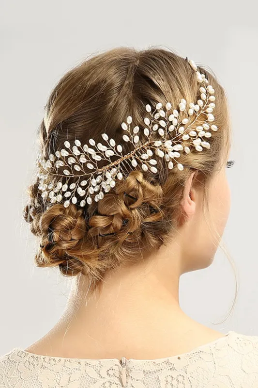Alloy Hair Combs with Pearls CH0410 sold by Cocomelody