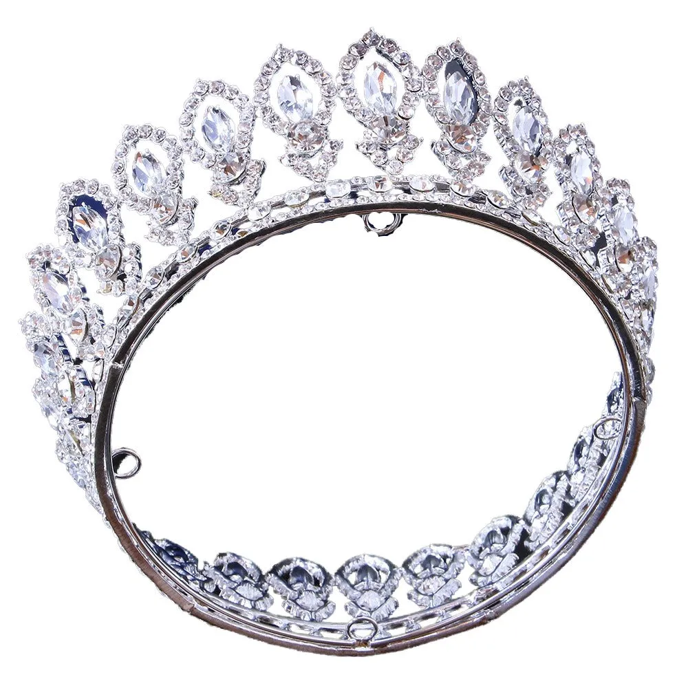 Full diamond Baroque round bridal tiara Crown accessories Alloy headband round tiara 723179819813 sold by Cocomelody