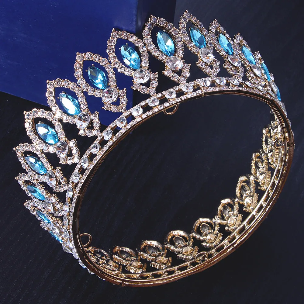 Full diamond Baroque round bridal tiara Crown accessories Alloy headband round tiara 723179819813 sold by Cocomelody product image thumbnail 5