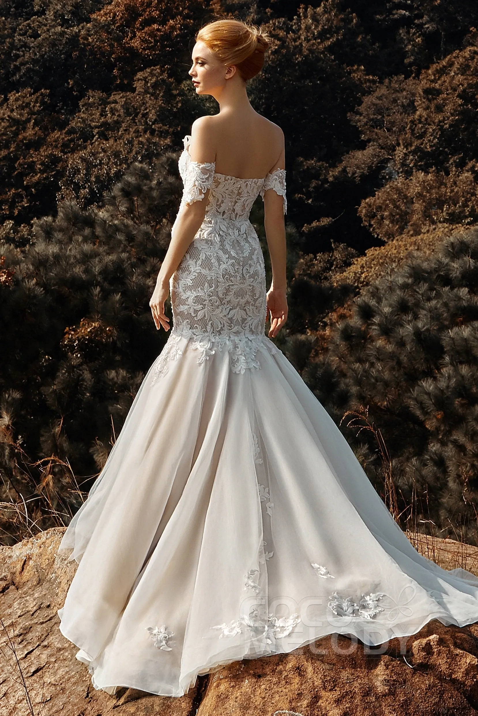 Trumpet-Mermaid Court Train Tulle Wedding Dress CW2121 sold by Cocomelody product image thumbnail 2