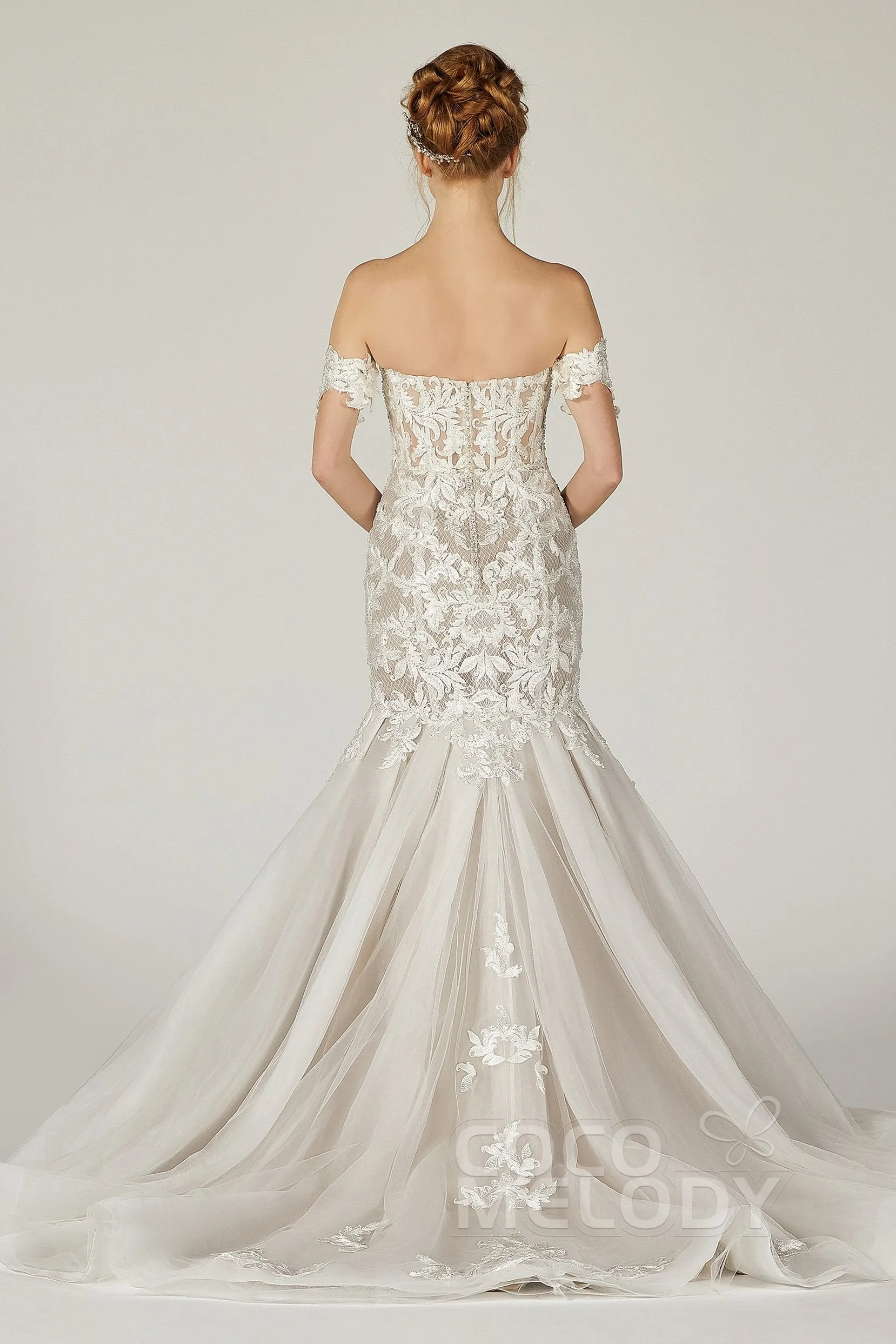 Trumpet-Mermaid Court Train Tulle Wedding Dress CW2121 sold by Cocomelody product image thumbnail 4