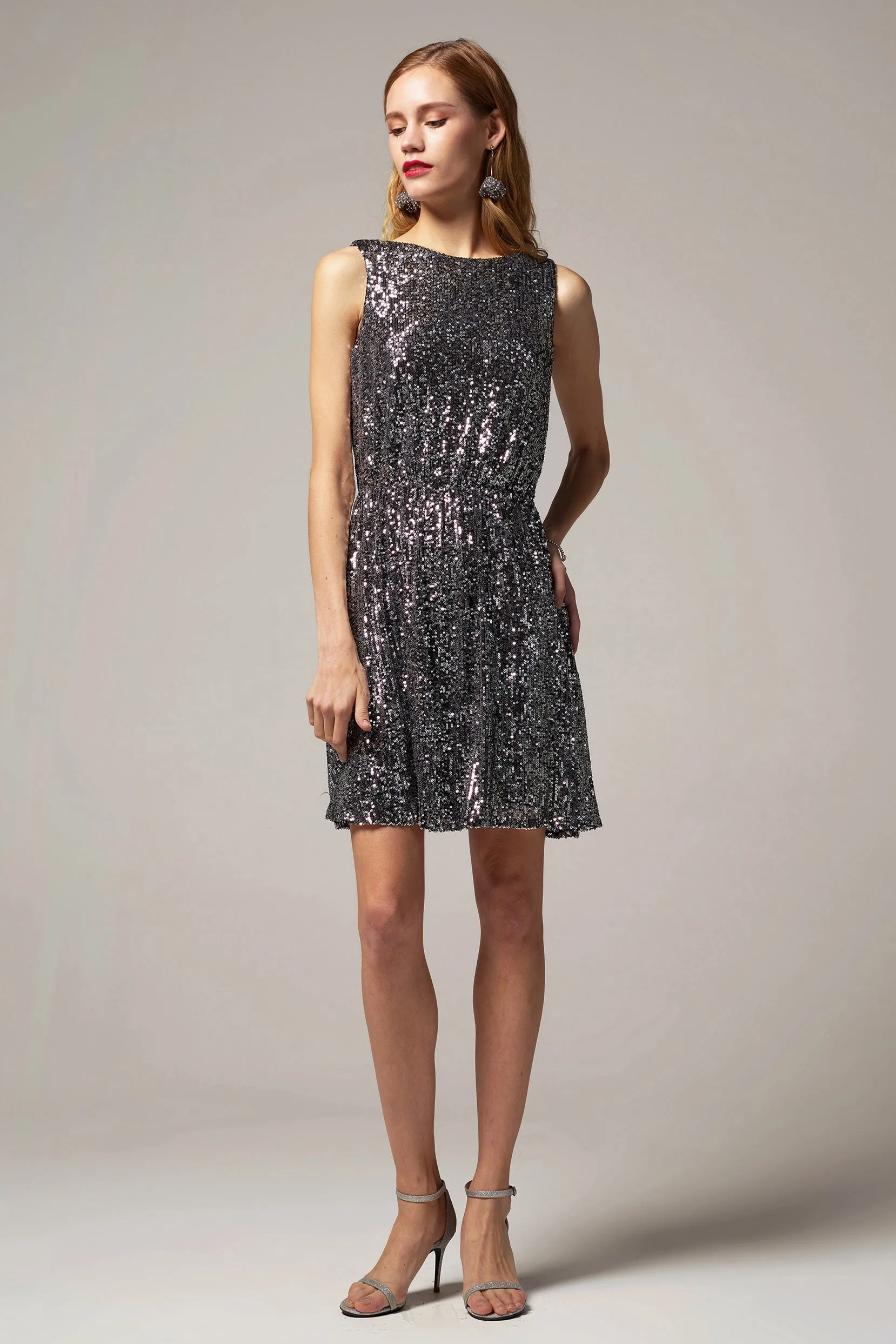 A-Line Short-Mini Sequined Dress CB0403 sold by Cocomelody product image thumbnail 4