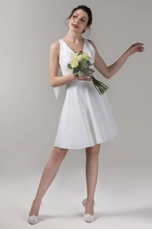 A-Line Knee Length Satin Wedding Dress CW2771 sold by Cocomelody