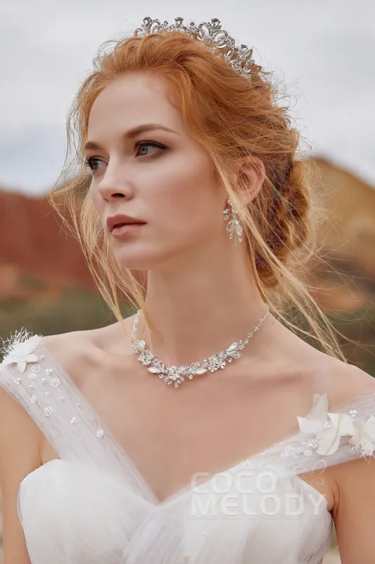 Zircon Wedding Necklace and Earrings Jewelry JS17005 sold by Cocomelody
