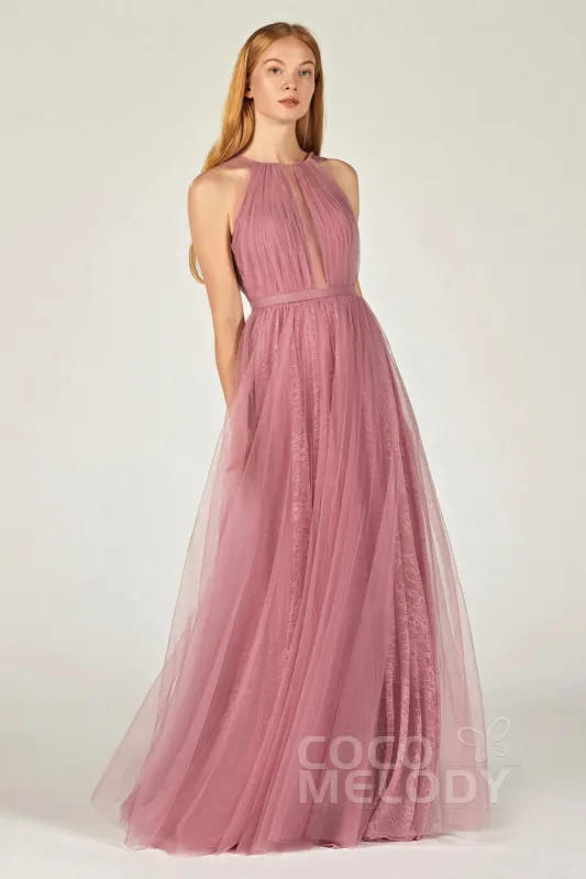 A-Line Floor Length Tulle/Lace Bridesmaid Dress CB0376 sold by Cocomelody