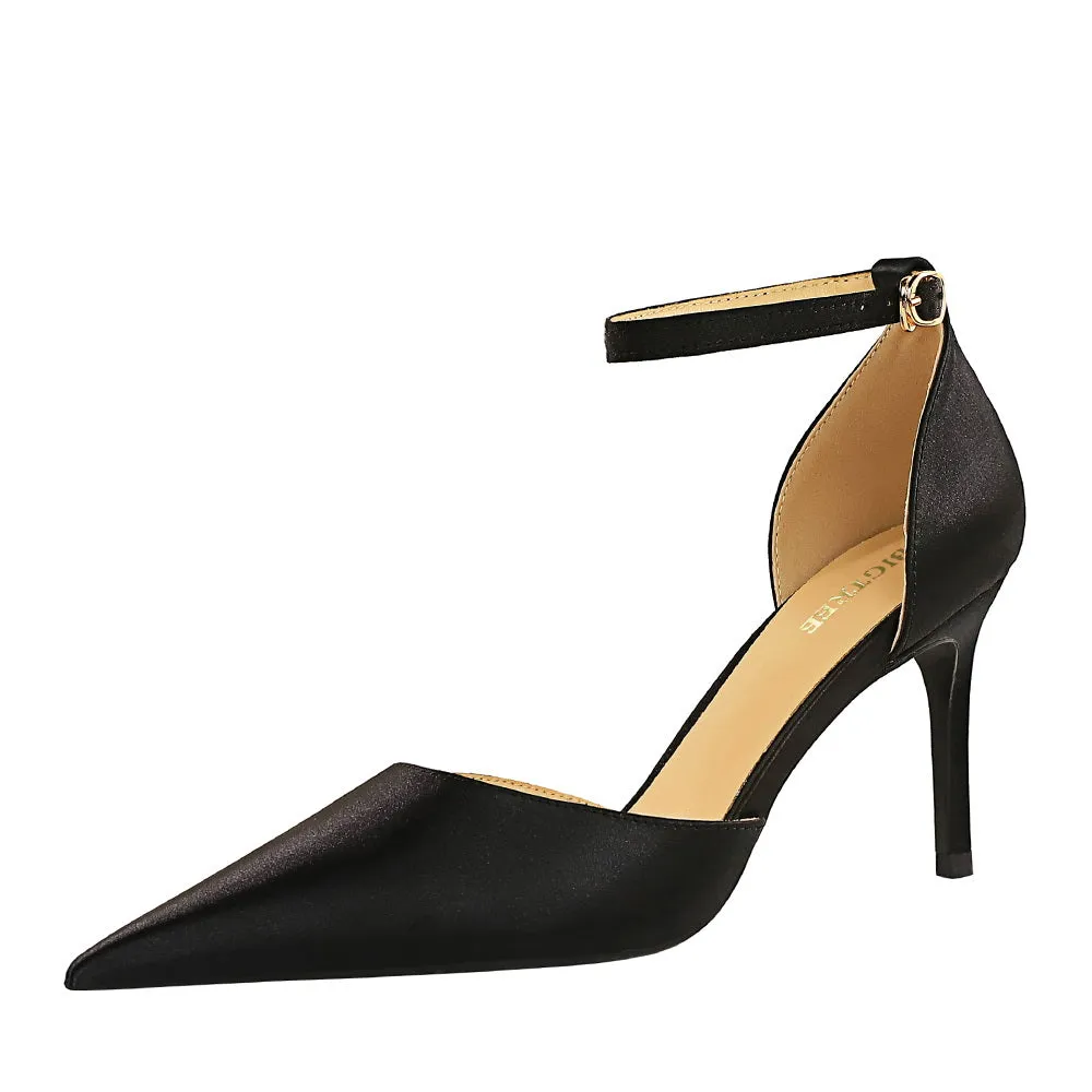 Champagne Satin Pointy Stiletto Heels 674228626275 sold by Cocomelody product image thumbnail 4