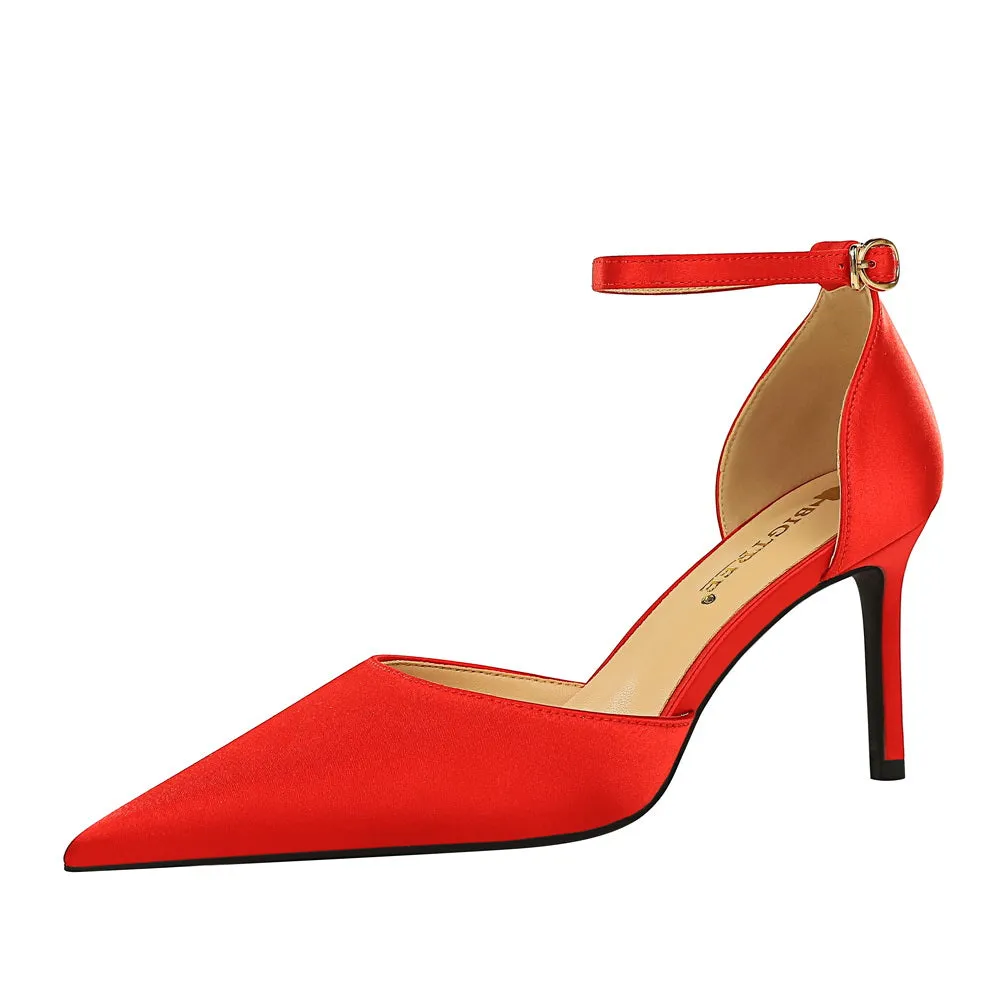 Champagne Satin Pointy Stiletto Heels 674228626275 sold by Cocomelody product image thumbnail 2