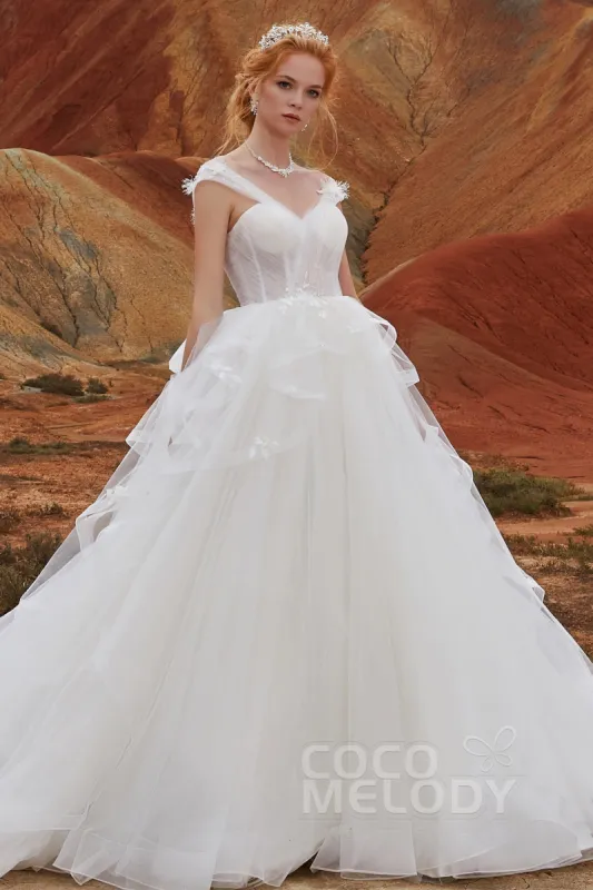A-Line Chapel Train Tulle Wedding Dress LD5802 sold by Cocomelody