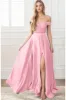 A-Line Sweep-Brush Train Elastic Satin Prom Dress CS0414 sold by Cocomelody