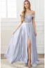 A-Line Sweep-Brush Train Elastic Satin Prom Dress CS0414 sold by Cocomelody