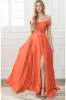 A-Line Sweep-Brush Train Elastic Satin Prom Dress CS0414 sold by Cocomelody