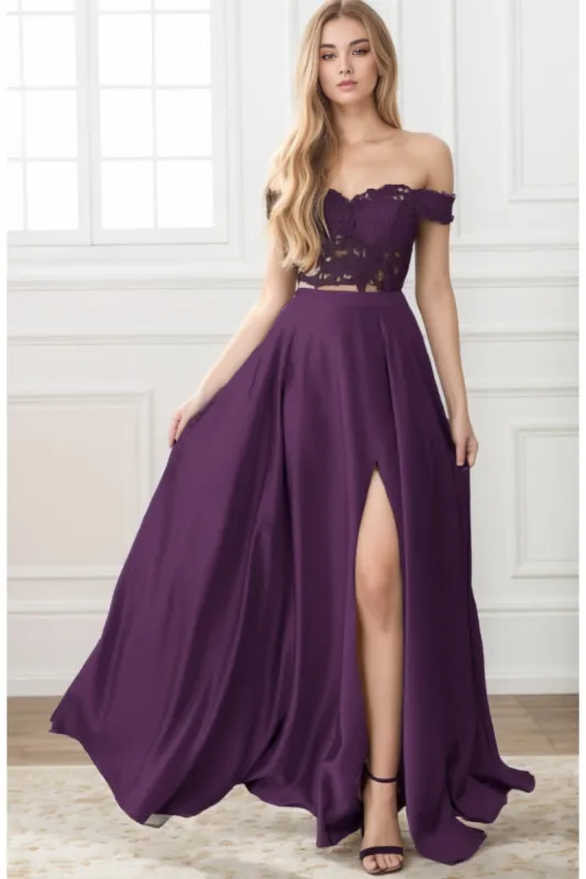 A-Line Sweep-Brush Train Elastic Satin Prom Dress CS0414 sold by Cocomelody