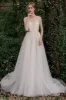 A-Line Sweep-Brush Train Lace Tulle Wedding Dress CW2754 sold by Cocomelody