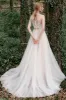 A-Line Sweep-Brush Train Lace Tulle Wedding Dress CW2754 sold by Cocomelody