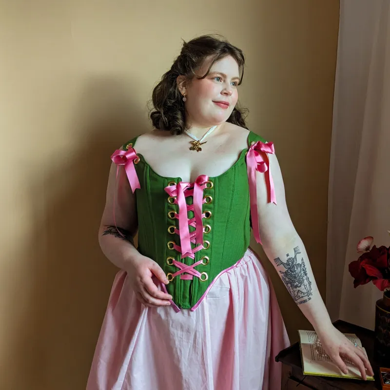 Colette Linen Corset sold by Haus Dahlia