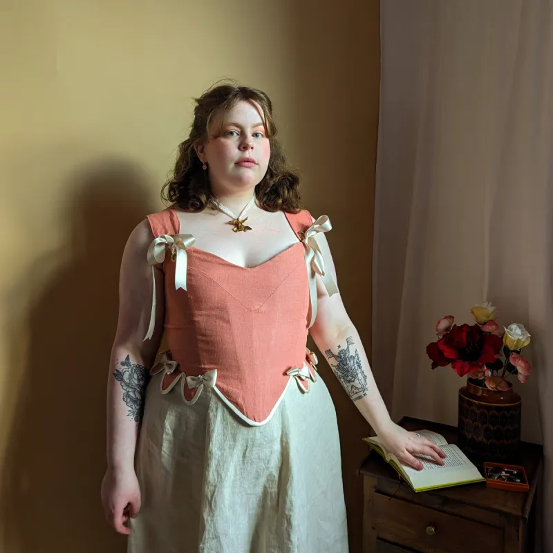 Rosalie Linen Corset sold by Haus Dahlia